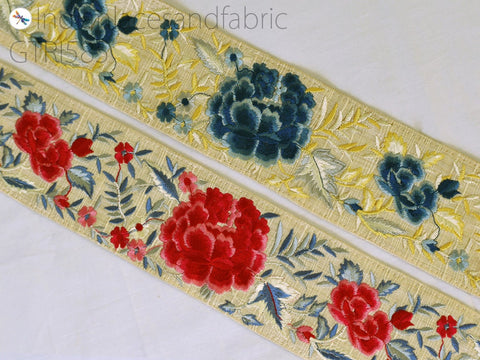 9 Yard Embroidered 7CM Trim Indian Bridal Belt lace Crafting Fabric Saree Sewing Decorative Beach Bag Sewing Craft Ribbons Home Decor Border