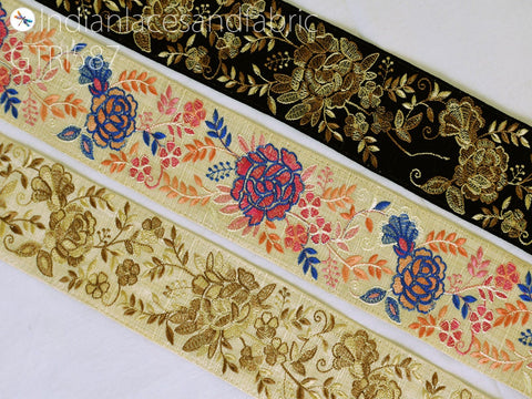 9 Yard Indian 65mm Embroidered Trim Decor Bag Decorative Embroidery Embellishments Denim Jacket DIY Crafting Sewing Saree Ribbon Sari Border