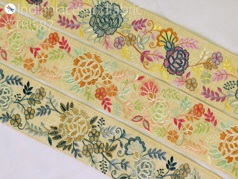 9 Yard Indian 65mm Embroidered Trim Decor Bag Decorative Embroidery Embellishments Denim Jacket DIY Crafting Sewing Saree Ribbon Sari Border