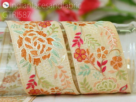 9 Yard Indian 65mm Embroidered Trim Decor Bag Decorative Embroidery Embellishments Denim Jacket DIY Crafting Sewing Saree Ribbon Sari Border