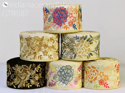 9 Yard Indian 65mm Embroidered Trim Decor Bag Decorative Embroidery Embellishments Denim Jacket DIY Crafting Sewing Saree Ribbon Sari Border