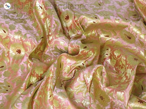 Pink Brocade Fabric By Yard Banarasi Indian Wedding Dress Varanasi Silk Crafting Sewing Costume Lehenga Valances Drapery Blouses Upholstery