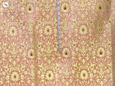 Pink Brocade Fabric By Yard Banarasi Indian Wedding Dress Varanasi Silk Crafting Sewing Costume Lehenga Valances Drapery Blouses Upholstery