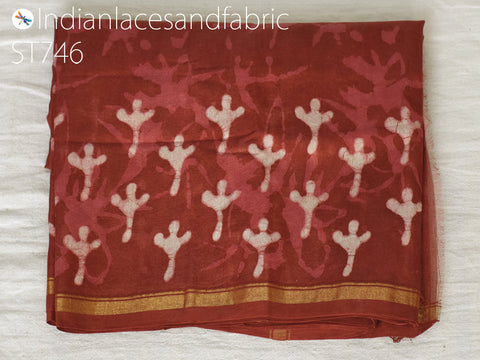 Indian Dupatta Hand Block Print Chanderi Cotton Scarf Wraps,  Handmade Pareo Printed Beach Bikini Coverup Sarong Women Summer Wear, Draping Style Dupatta