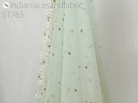 Mint Indian Wedding Dupatta Embroidered Net Long Dupatta Chuni Bridal Veil Sequins Lehenga Embroidery Stoles Festival Punjabi Dress Chunni