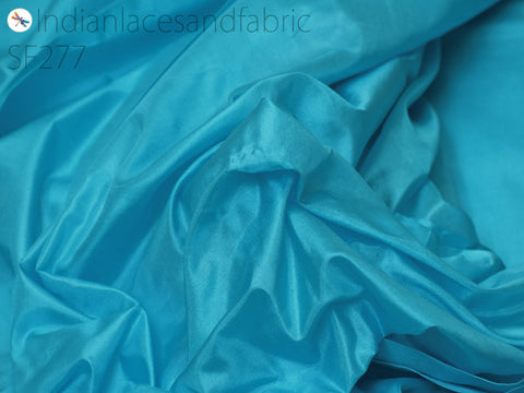 Turquoise Silk Fabric by the yard Indian Pure Plain Soft Mulberry Fabric, party wear sari fabric, suits printed silk fabric