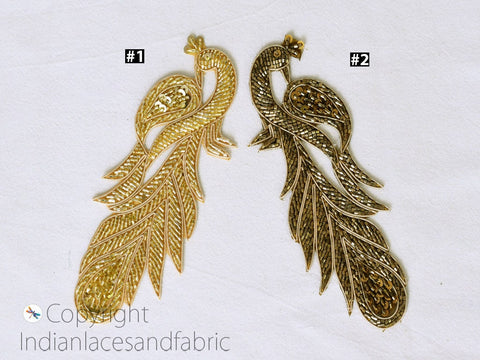 2 Piece Peacock Beaded Patches Appliques Dresses Embroidered Indian Decorative Handmade Sewing DIY Crafting Sewing Accessories Home Décor
