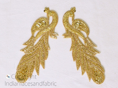 Peacock Beaded Patches Appliques Dresses Embroidered Indian Decorative Handmade Appliques