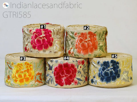 9 Yard Embroidered 7CM Trim Indian Bridal Belt lace Crafting Fabric Saree Sewing Decorative Beach Bag Sewing Craft Ribbons Home Decor Border