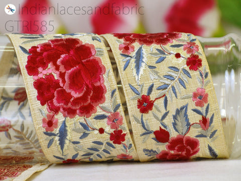 9 Yard Embroidered 7CM Trim Indian Bridal Belt lace Crafting Fabric Saree Sewing Decorative Beach Bag Sewing Craft Ribbons Home Decor Border