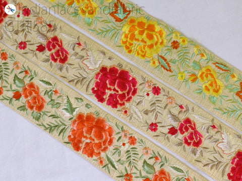 9 Yard Embroidered 7CM Trim Indian Bridal Belt lace Crafting Fabric Saree Sewing Decorative Beach Bag Sewing Craft Ribbons Home Decor Border