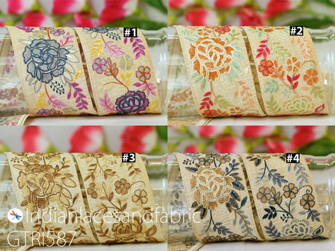 9 Yard Indian 65mm Embroidered Trim Decor Bag Decorative Embroidery Embellishments Denim Jacket DIY Crafting Sewing Saree Ribbon Sari Border