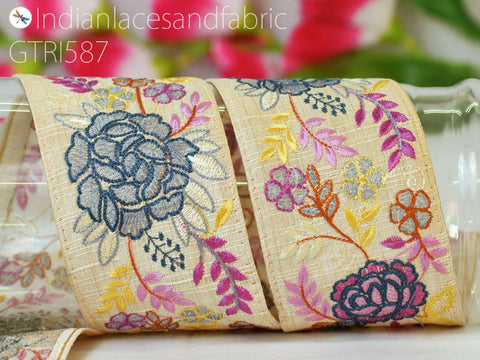 9 Yard Indian 65mm Embroidered Trim Decor Bag Decorative Embroidery Embellishments Denim Jacket DIY Crafting Sewing Saree Ribbon Sari Border