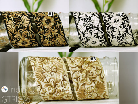 9 Yard Decorative 75mm Beach Bag Cushions Trimmings Ribbons Home Decor Indian Embroidered Trim Sari Border DIY Crafting Fabric Saree Sewing