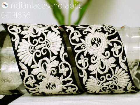 9 Yard Decorative 75mm Beach Bag Cushions Trimmings Ribbons Home Decor Indian Embroidered Trim Sari Border DIY Crafting Fabric Saree Sewing