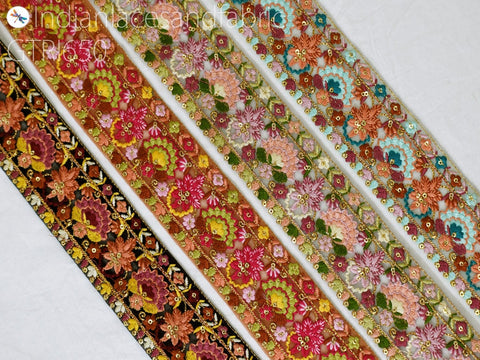9 Yard Indian 5cm Sari Embellishments Curtains Headbands Border Embroidery Trim Embroidered Saree Ribbon Cushions Sewing Crafting Trimmings