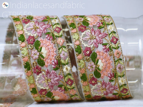 9 Yard Indian 5cm Sari Embellishments Curtains Headbands Border Embroidery Trim Embroidered Saree Ribbon Cushions Sewing Crafting Trimmings