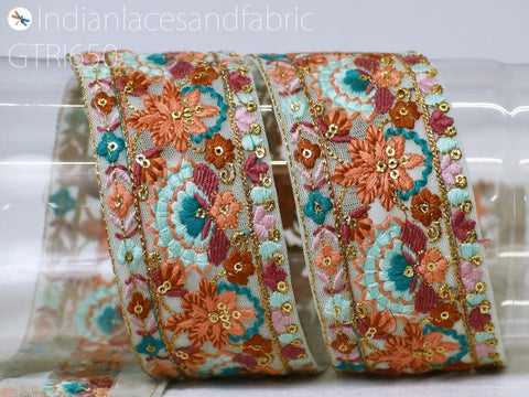 9 Yard Indian 5cm Sari Embellishments Curtains Headbands Border Embroidery Trim Embroidered Saree Ribbon Cushions Sewing Crafting Trimmings