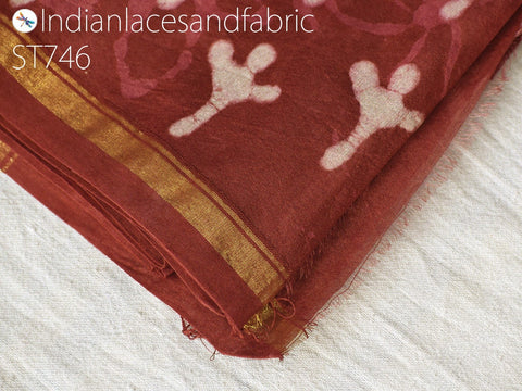 Elegant ethnic stole made with wooden blocks and hand printed, Beach Wrap Pareo, Cotton Silk Dupatta