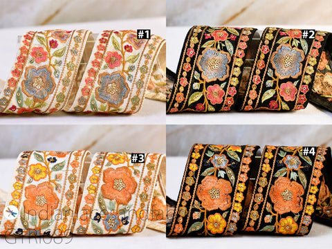 9 Yard Embroidery 65mm Ribbon Embellishments DIY Crafting Embroidered Fabric Trim Decorative Sewing Saree Indian Sari Border Home Decor Bag