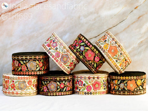 9 Yard Embroidery 65mm Ribbon Embellishments DIY Crafting Embroidered Fabric Trim Decorative Sewing Saree Indian Sari Border Home Decor Bag