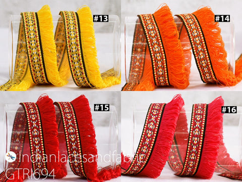 9 Yard 1.2" Indian Fringe Trim Brush Eyelash Woven Fringed Laces Decorative Drapery Upholstery Cushion Tape Home Decor Sewing Craft Ribbon