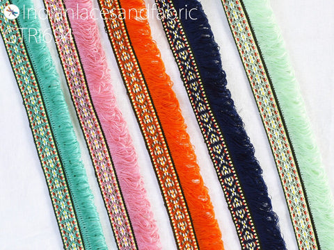9 Yard 1.2" Indian Fringe Trim Brush Eyelash Woven Fringed Laces Decorative Drapery Upholstery Cushion Tape Home Decor Sewing Craft Ribbon