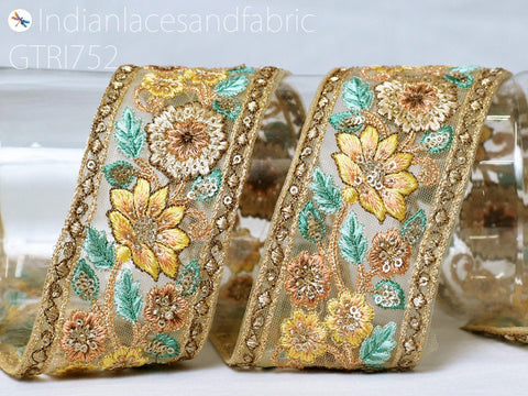 9 Yard Embellishments 65mm DIY Crafting Sewing Indian Sari Border Home Decor Bags Embroidered Fabric Trim Decorative Embroidery Saree Ribbon