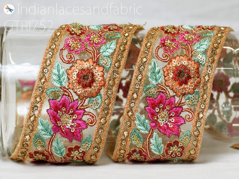 9 Yard Embellishments 65mm DIY Crafting Sewing Indian Sari Border Home Decor Bags Embroidered Fabric Trim Decorative Embroidery Saree Ribbon