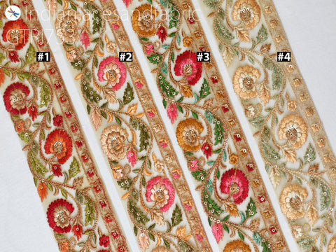 3 Yard Embroidery Fabric 65mm Trim Decorative Embroidered Saree Ribbon Embellishments DIY Crafting Sewing Indian Sari Border Home Decor Bags