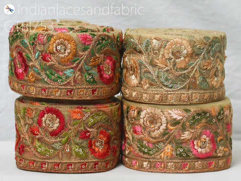 3 Yard Embroidery Fabric 65mm Trim Decorative Embroidered Saree Ribbon Embellishments DIY Crafting Sewing Indian Sari Border Home Decor Bags