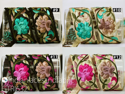 9 Yard Embroidery Fabric 48 mm Trim Embellishment Pillow Cushion Cover Embroidered Ribbon Sewing Crafting Border Indian Wedding Dress Lace
