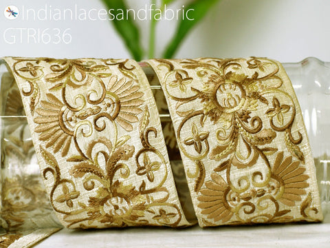 9 Yard Decorative 75mm Beach Bag Cushions Trimmings Ribbons Home Decor Indian Embroidered Trim Sari Border DIY Crafting Fabric Saree Sewing