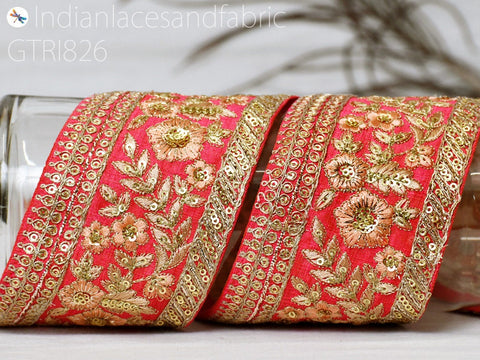 9 Yard Gold 8cm Embroidered Trims Sequin Trimming Indian Sari Border DIY Crafting Sewing Sequins Ribbon Bridal Dresses Embellishments Laces