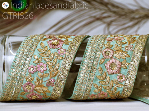 9 Yard Gold 8cm Embroidered Trims Sequin Trimming Indian Sari Border DIY Crafting Sewing Sequins Ribbon Bridal Dresses Embellishments Laces