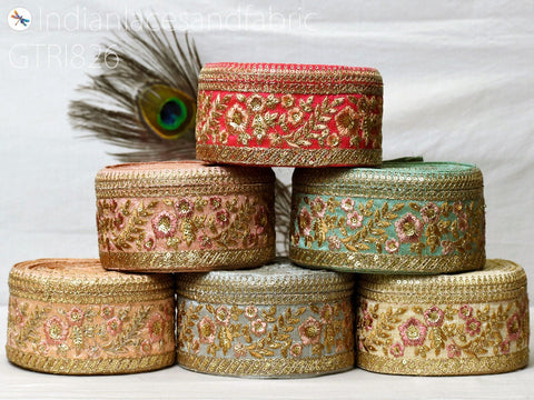 9 Yard Gold 8cm Embroidered Trims Sequin Trimming Indian Sari Border DIY Crafting Sewing Sequins Ribbon Bridal Dresses Embellishments Laces