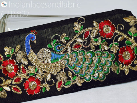 9 Yard Embroidered Fabric 125 mm Trim DIY Hair Crafting Sari Border Indian Embroidery Decorative Laces Saree Ribbon Sewing Purse Home Decor