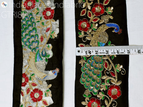 9 Yard Peacock Embroidered Fabric 125 mm Trim DIY Hair Crafting Sari Border India Embroidery Decorative Lace Saree Ribbon Sewing Home Decor
