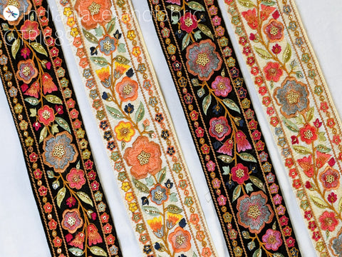 9 Yard Embroidery 65mm Ribbon Embellishments DIY Crafting Embroidered Fabric Trim Decorative Sewing Saree Indian Sari Border Home Decor Bag