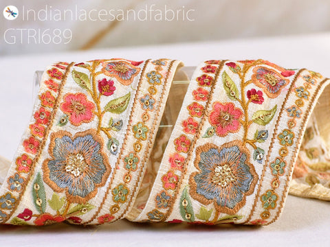 9 Yard Embroidery 65mm Ribbon Embellishments DIY Crafting Embroidered Fabric Trim Decorative Sewing Saree Indian Sari Border Home Decor Bag