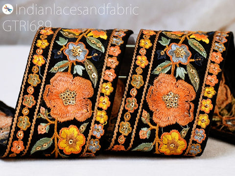 9 Yard Embroidery 65mm Ribbon Embellishments DIY Crafting Embroidered Fabric Trim Decorative Sewing Saree Indian Sari Border Home Decor Bag