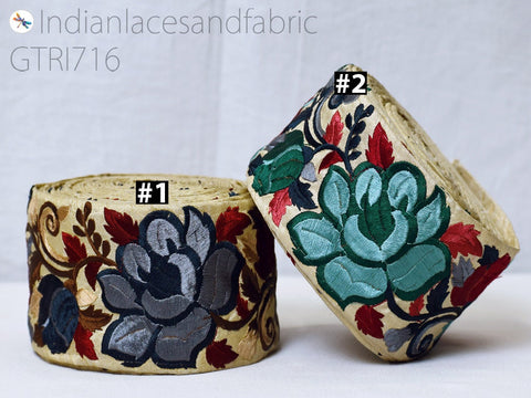 9 Yard Embroidered 75 mm DIY Crafting Sewing Beach Bags Home Decor Embellishment Tape Drapery Fabric Trim Floral Saree Border Sari Ribbon