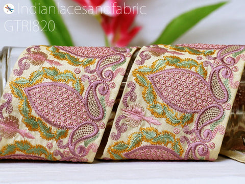9 Yard Embroidered 10cm Fabric Trim DIY Crafting Sari Border Indian Embroidery Decorative Laces Saree Ribbon Sewing Lehenga Purse Home Decor