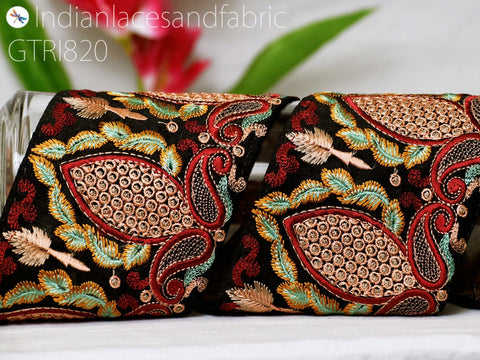 9 Yard Embroidered 10cm Fabric Trim DIY Crafting Sari Border Indian Embroidery Decorative Laces Saree Ribbon Sewing Lehenga Purse Home Decor