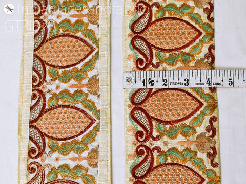 9 Yard Embroidered 10cm Fabric Trim DIY Crafting Sari Border Indian Embroidery Decorative Laces Saree Ribbon Sewing Lehenga Purse Home Decor