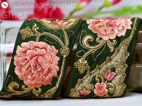 9 Yard Gold 75mm Embroidered Ribbon Trim Decor Floral Lace Indian Sari Border Sewing Fabric DIY Hair Crafting Trimmings Home Decor Headbands