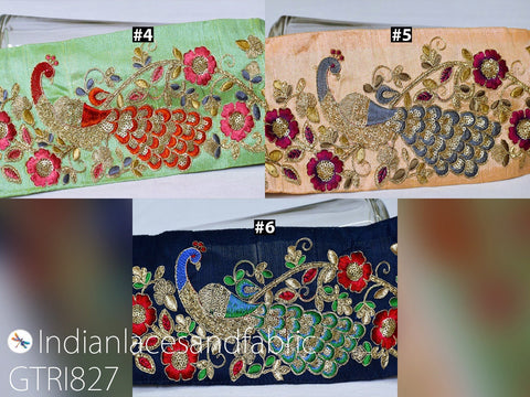 9 Yard Peacock Embroidered Fabric 125 mm Trim DIY Hair Crafting Sari Border India Embroidery Decorative Lace Saree Ribbon Sewing Home Decor
