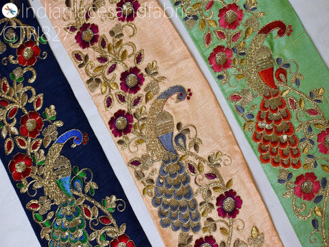9 Yard Peacock Embroidered Fabric 125 mm Trim DIY Hair Crafting Sari Border India Embroidery Decorative Lace Saree Ribbon Sewing Home Decor