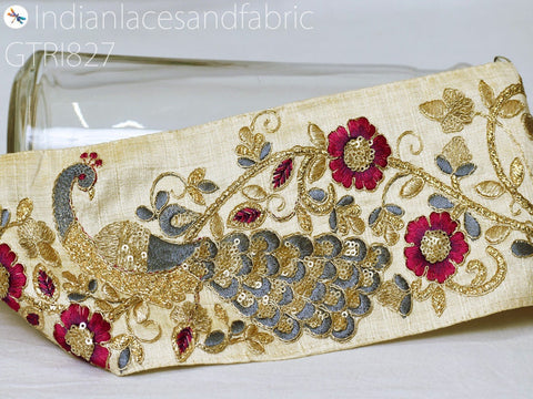 9 Yard Embroidered Fabric 125 mm Trim DIY Hair Crafting Sari Border Indian Embroidery Decorative Laces Saree Ribbon Sewing Purse Home Decor