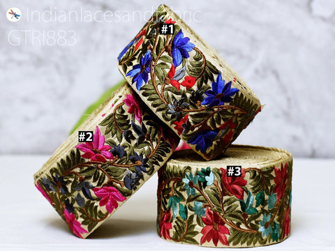 9 Yard Indian 65mm Embroidered Fabric Trim DIY Crafting Decorative Lace Sari Border Saree Ribbon Sewing Curtain Cushion Home Decor Accessory